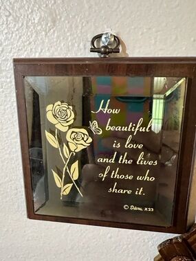 Vintage Floral Wall Mirror with Gold Rose Graphic